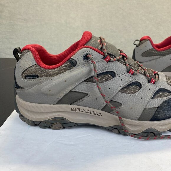 Merrell Boy's Moab 3 Mid Waterproof Hiking Shoe, Boulder/Red, Size 7 US Big Kid - Picture 16 of 16